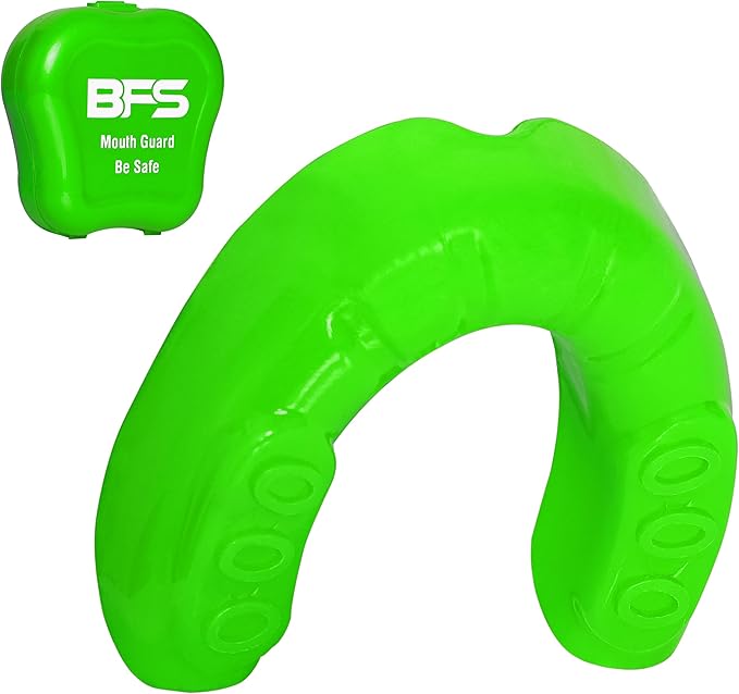 Sports Mouth Guard for Kids,Youth,Boys,Girls,Child Teen Mouthguard with Case (BPA Free) for Boxing, Martial Arts,MMA Karate,Lacrosse,Football,Soccer and All Contact Sports (Flu Green)