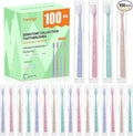 100 Pack Premium Disposable Toothbrush with Tongue Scraper – Individually Wrapped Bulk Travel Toothbrushes, Soft Bristles for Guests, Hotel, Vacation Rental, Home & On The Go,4 Colors