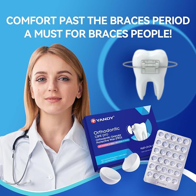 YANDY Orthodontic Wax for Braces,New Upqraded Bowl-Shape,Dental Wax,Pain Relief for Braces,90 Individually Packed, No Kneading Needed,Original Flavor,Braces Kit.