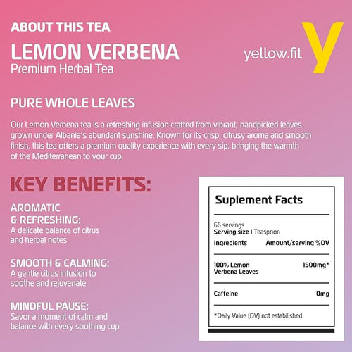 100% LEMON VERBENA WHOLE LEAVES 66 SERVING GROWN UNDER ALBANIA’S SUNSHINE