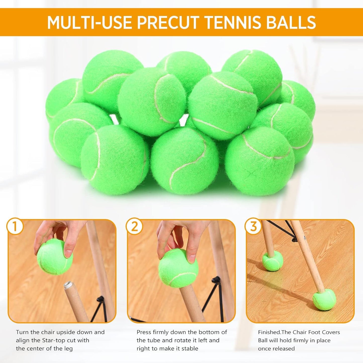 Macarrie 16 Pieces Precut Tennis Balls for Chairs Tennis Ball Chairs Foot Covers for Furniture Leg for Classroom Floor Protection Chair Desk Legs Coverings(Light Green,6.4 cm)