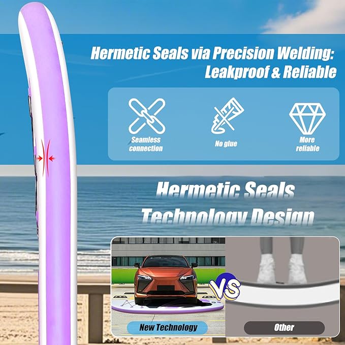 10' Inflatable Stand Up Paddle Board, Ultra-Light Wide Yoga Board for All Skill Levels with Premium SUP Paddleboard Accessories, 84L Waterproof Bag, Non-Slip Comfort Deck for Youth & Adults