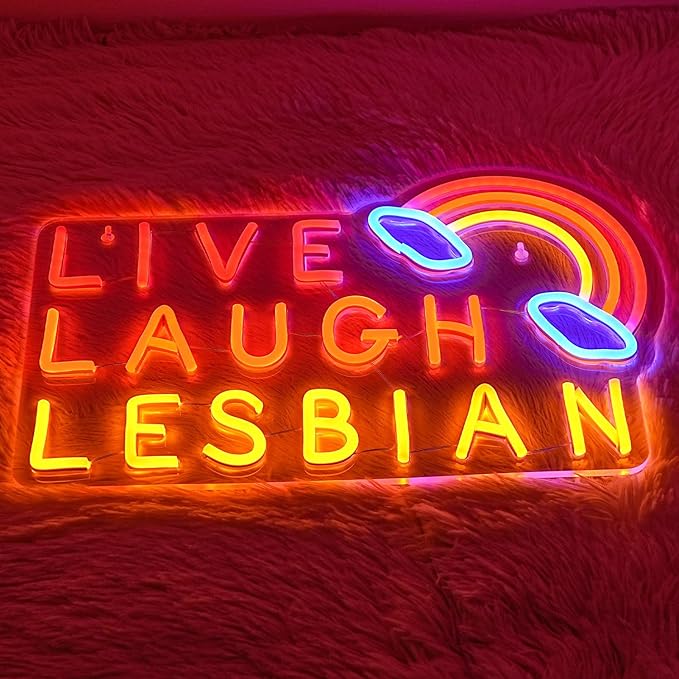 Live Laugh Lesbian Neon Sign Lesbian Neon Light Rainbow LED Neon Lights Gay Pride Day LED Neon Lights for Gay Lesbian Bar Bedroom Store Decoration