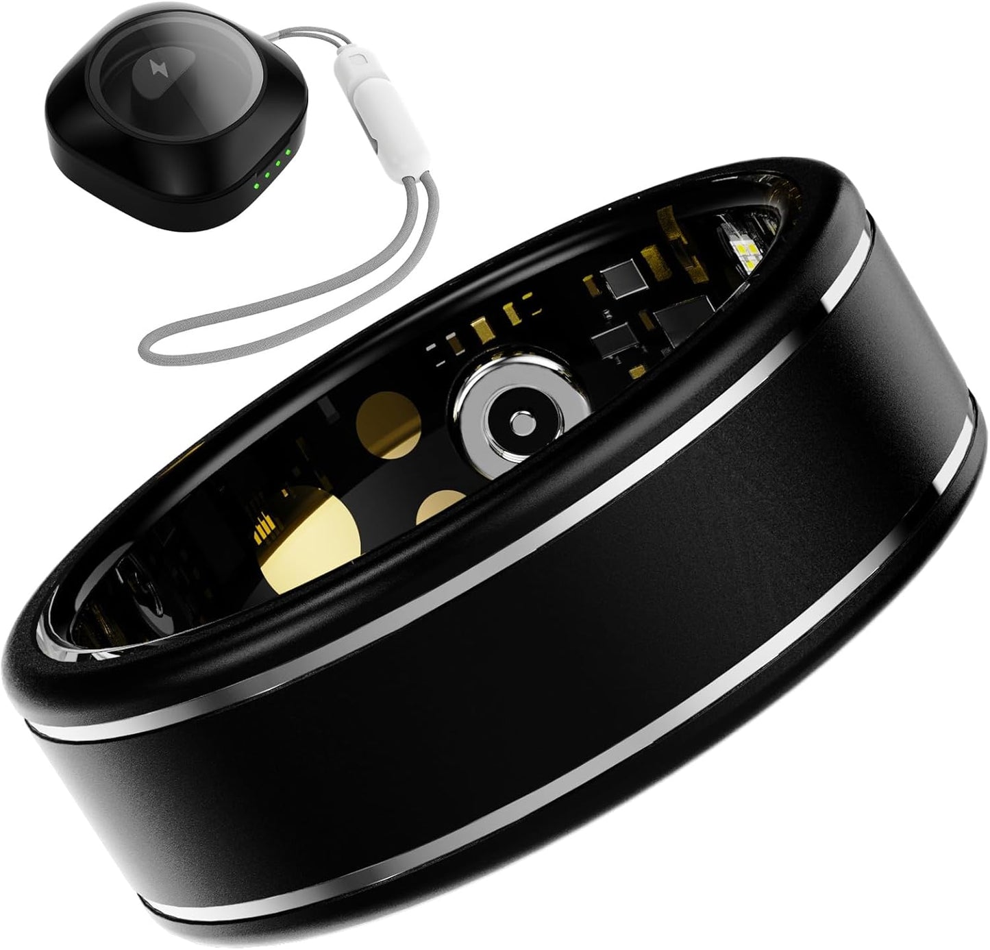 Activity Tracker Ring for Men – Smart Ring with Heart Rate, SpO2, Blood Pressure, Sleep Monitoring, Step & Calorie Counter, 5ATM Waterproof, No Subscription Fee (Black, 8)