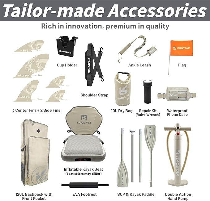 Journey 11'6" / 11'×34" / 11'×35" Extra Wide Paddle Board, One-Stop Premium SUP Board Accessories, Tailored Fins, Stable Inflatable Stand Up Paddle Boards for Youth/Adults of All Skill Levels