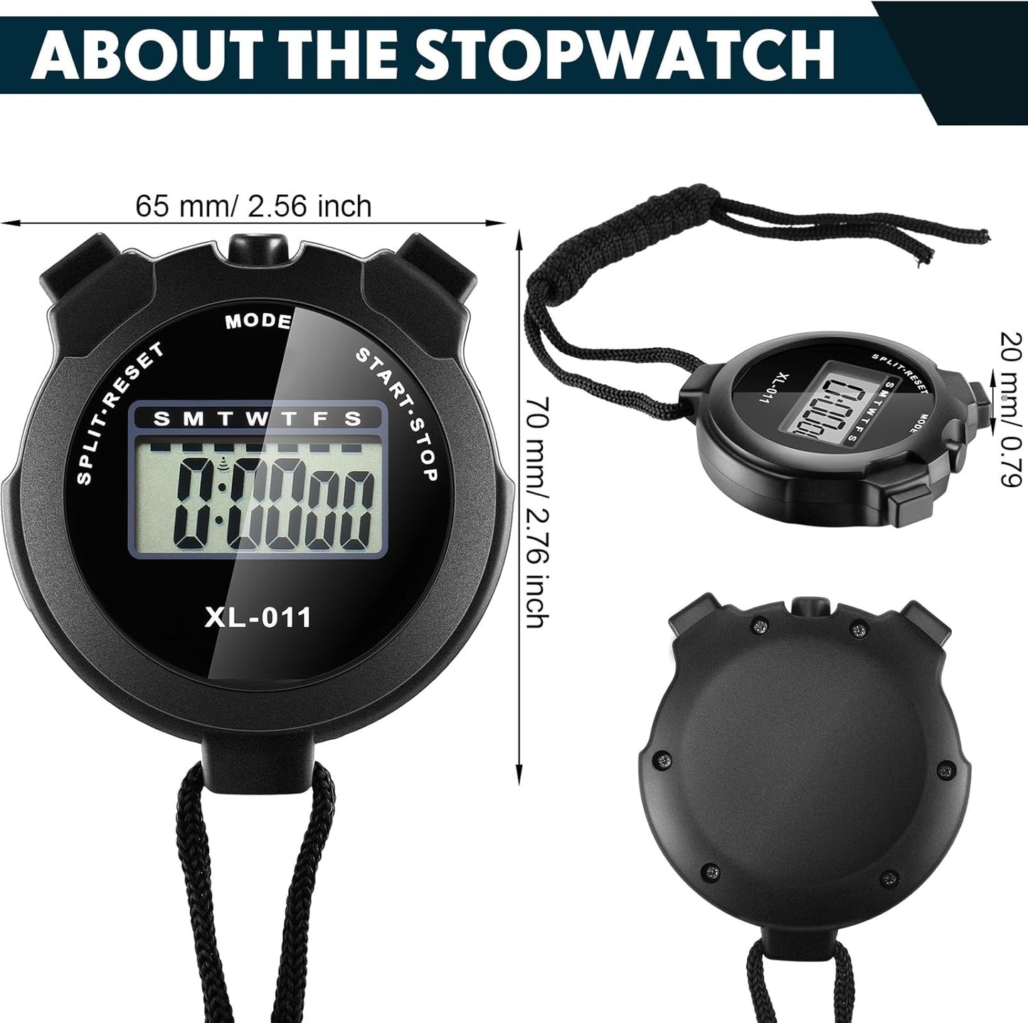 Kanayu 28 Pcs Multi Function Digital Stopwatch Timer Bulk Sports Stopwatch with Lanyard Date Time Alarm Timer for Coach Swimming Running Sports Train