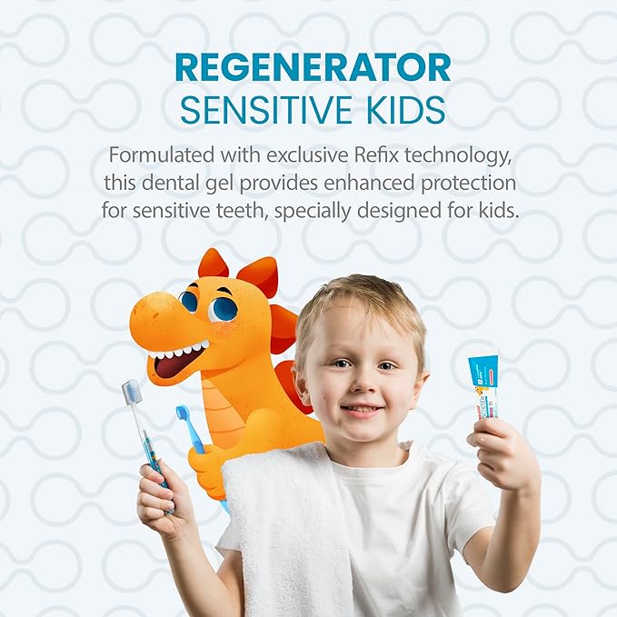 Pack of 3 Kids Gel Toothpastes with MIH Support (Tutti-Frutti Natural) – Enamel Regeneration & Sensitivity Relief, 3.7 oz + Alcohol-Free Mouthwash 33.8 Fl Oz (Blue Diamond Mint)