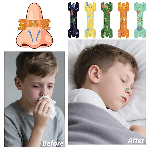 30 Pack Small Size Kids Nasal Strip, Cartoon Pattern 1.73*0.55" Extra Strength Kids Nose Strips for Breathing, Kid Nasal Congestion Relief Nasal Tape, Breathe Snoring Strips Sleep Tape for Children