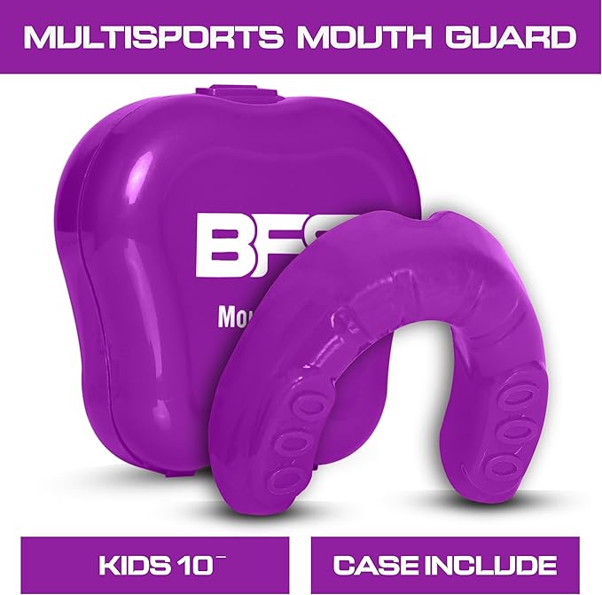 Sports Mouth Guard for Kids,Youth,Boys,Girls,Child Teen Mouthguard with Case (BPA Free) for Boxing, Martial Arts,MMA Karate,Lacrosse,Football,Soccer and All Contact Sports (Purple)