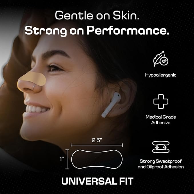 Nasal Strips for Snoring & Sleeping (60 PK) - Nose Strips for Breathing - Deviated Septum Tape & Sinus Congestion Relief for Adults - Improve Sleep Quality, Energy and Productivity, Lessen Snoring