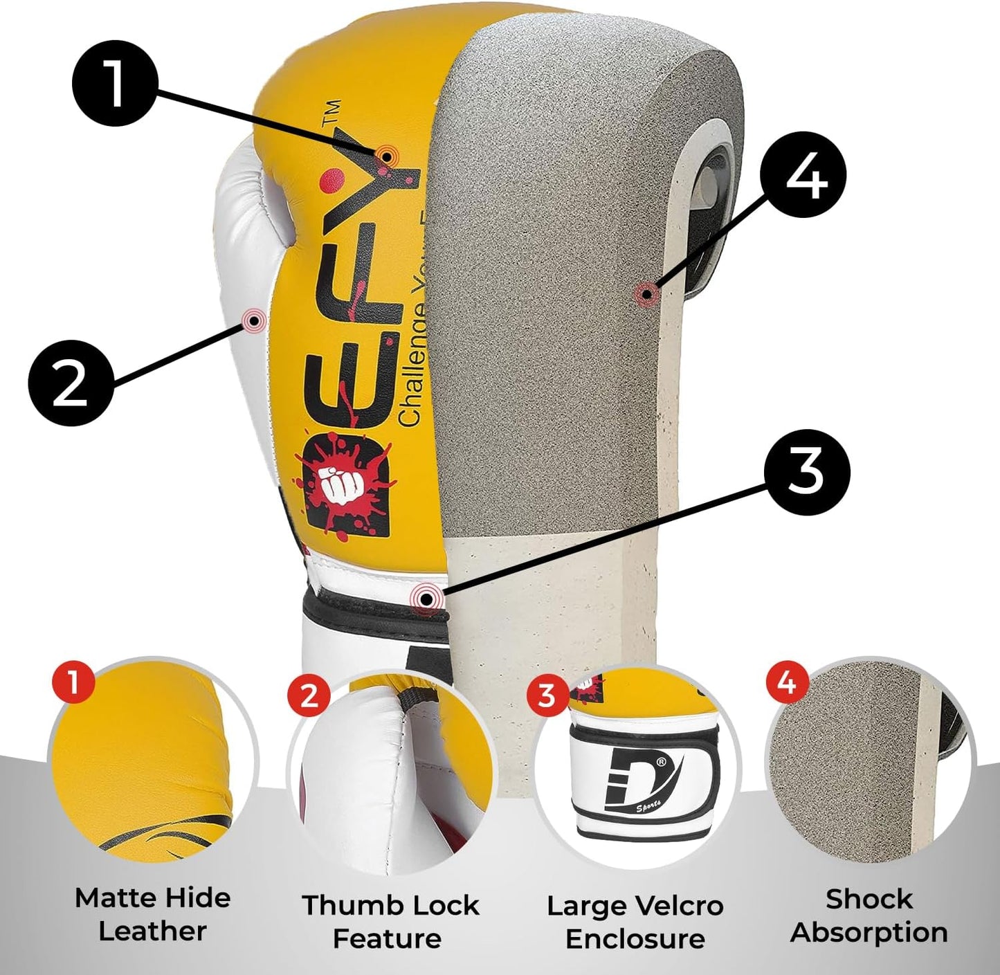 DEFY Boxing Gloves for Men & Women Training MMA Muay Thai Premium Quality Gloves for Punching Heavy Bags, Sparring, Kickboxing, Fighting Gloves Tiger Model