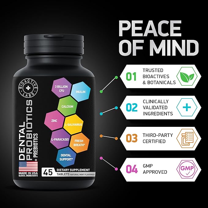 Dental Probiotics for Bad Breath & Oral Health - Best Lactobacillus Salivarius Probiotic Tablets Fight Chronic Bad Breath and Restore Good Bacteria - Oral Probiotics for Teeth and Gums - 90 Tablets