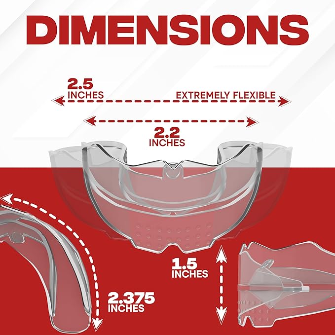 SafeGrin Transparent Braces Mouth Guard for Braces for Sports - Premium Silicone Teens & Youth Upper & Lower Teeth Protection for Sports - Football, Lacrosse, Hockey, Baseball