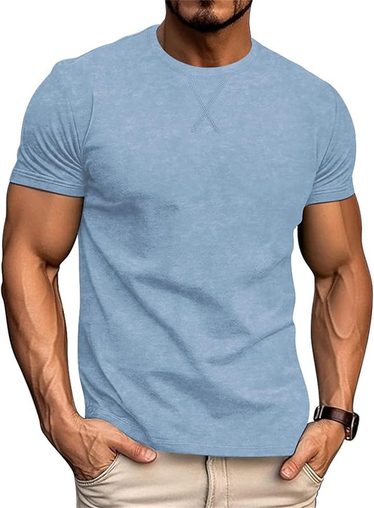 LOGEEYAR Men's Athletic Washed T-Shirts Basic Crew Neck Tees Tops Causal Distressed Cotton T Shirts for Men