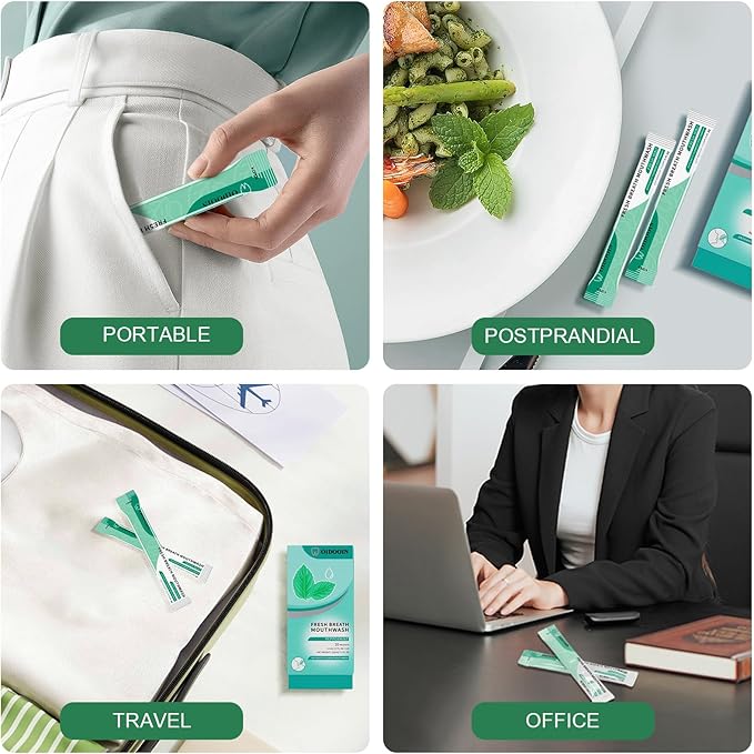 Mouthwash Travel Size Individually Wrapped Fresh Breath Mouthwash Mild Mint Flavor Office Travel Dating Essentials Mouth wash (0.37 Fl OZ(Pack of 20))