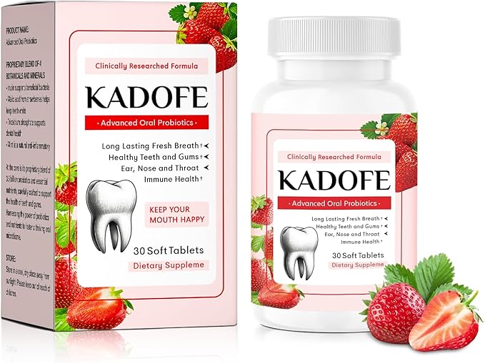 Oral Probiotics for Teeth and Gums & Fresh Breath - Gum Restore & Bad Breath Treatment for Adults |3.5 Billion Advanced Oral Probiotics for Bad Breath, Chewable 30 Tablets (Strawberries-1pcs)