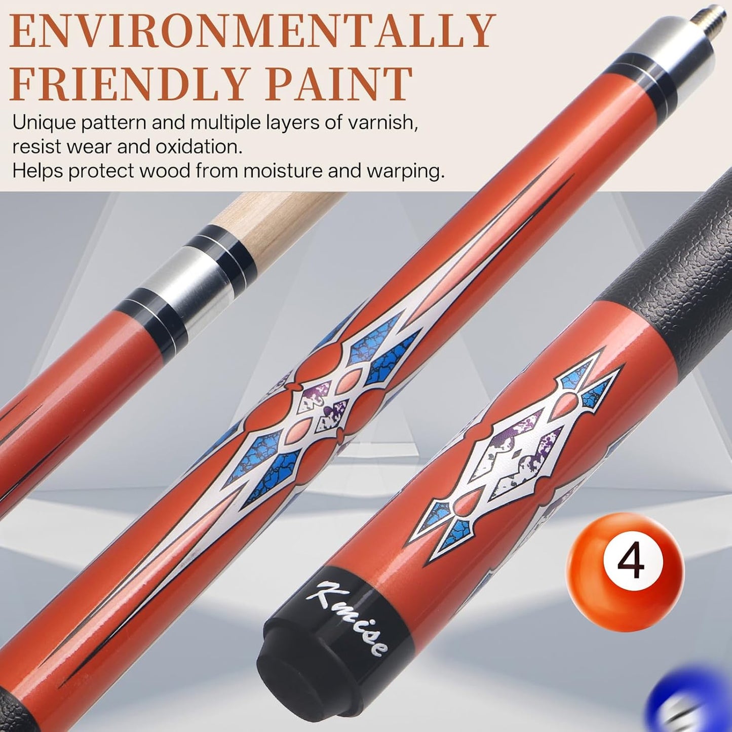 Kmise Pool Cue Stick Set - 58 Inch Pool Cues, 18~21Oz Canadian Maple Professional Billiard Cues Sticks, Pool Sticks for Adults, Multiple Colors, Pool Stick for Bar House Pool Tables Sports