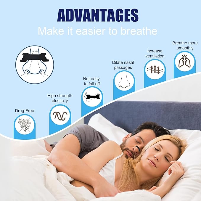 50Pcs Nasal Strips for Snoring, Nose Strips for Breathing, Snoring Aids for Men & Women, Helps Reduce Snoring & Improves Sleep (Black,50)