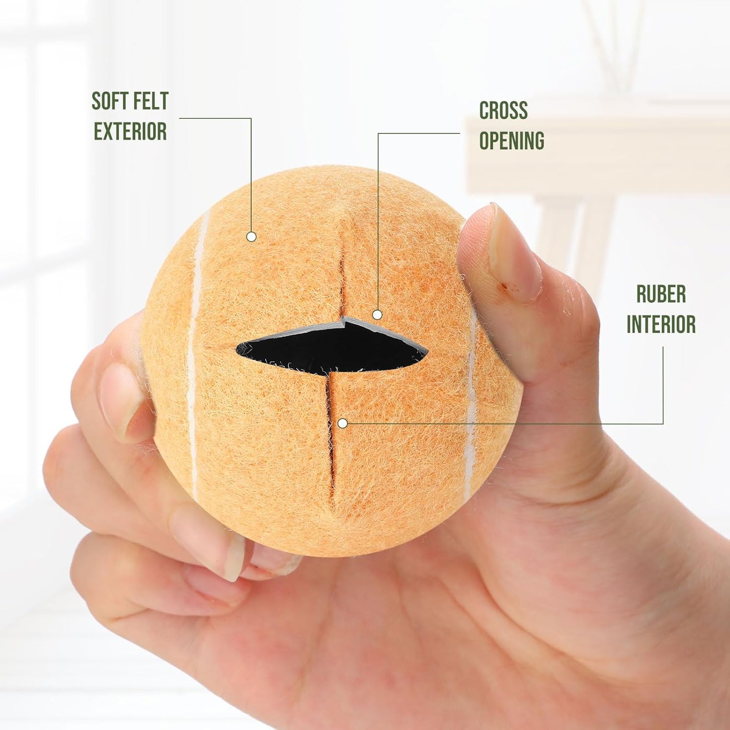 24 Pcs Precut Tennis Balls for Furniture Legs and Floor Protection Chairs Desks Furniture Tennis Balls for Chairs Feet Long Lasting Foot Covers(Beige)