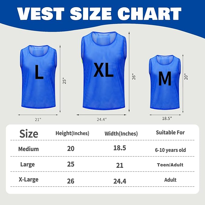 12/24/48PCS Pinnies Youth Team Pennies for Sports Kids and Scrimmage Vests for Soccer Basketball Jersey Practice