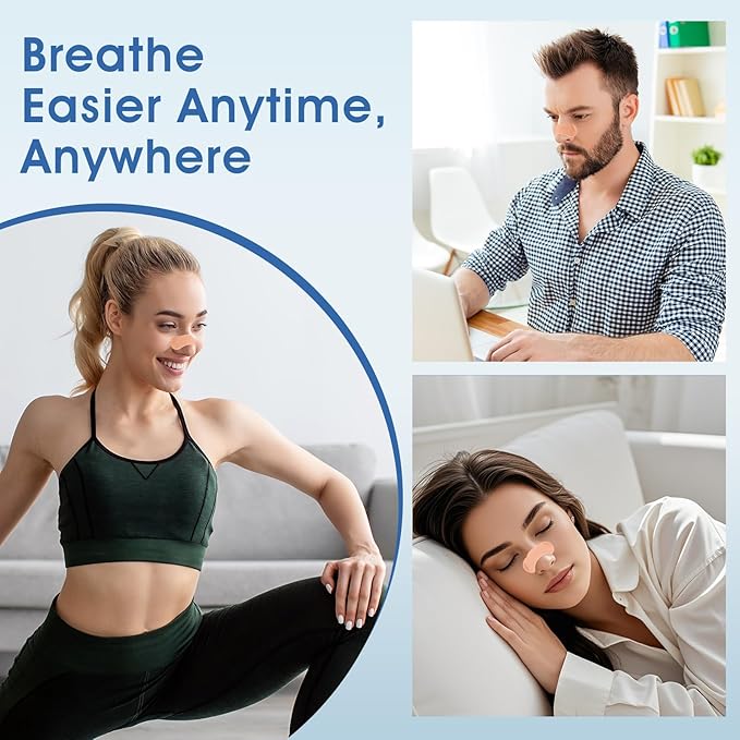 70 Pcs Nasal Strips，Extra Strength, Sweat-Proof Adhesive Performance Nose Strips for Breathing, Snoring, Sleeping, and Sports(Universal Fit Men/Women，Natural Color)