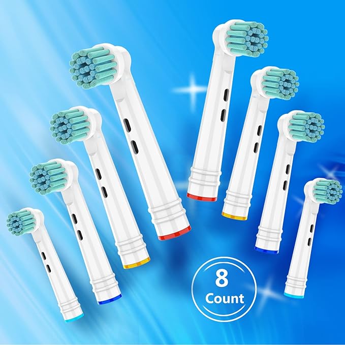 Replacement Toothbrush Heads Fit for Oral B Electric Toothbrushes, 8pcs, Extra Soft Bristles for Sensitive Gums Care, Round Head for Pro Timer