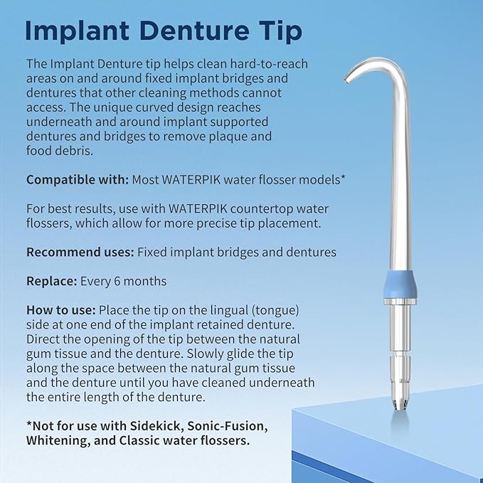 Replacement Heads for Waterpik, Replacement Picks for Water Pik Water Flosser (8 Implant Denture Tips + Storage Case + Travel Case)