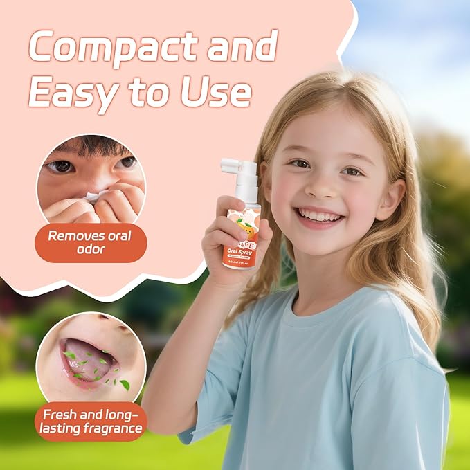 Kids Oral Spray, Toddler Toothpaste Helper for Daily Oral Care and Fresh Breath,Fruit-Flavored, Probiotic Oral Spray for Child (1Pack, Orange)