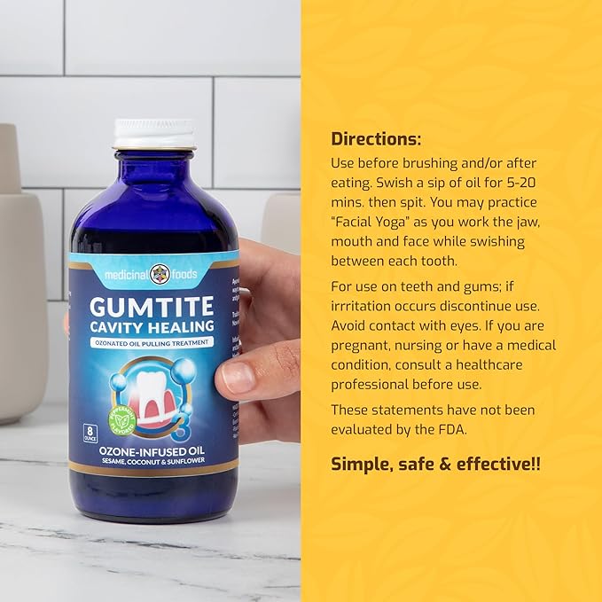 Medicinal Foods Gumtite Ozonated Mouthwash Oil | Natural Treatment for Gum Health | Oral Care | Gum Inflammation Relief | Plaque Prevention | Fight Bad Breath | Gum Repair & Dental Health