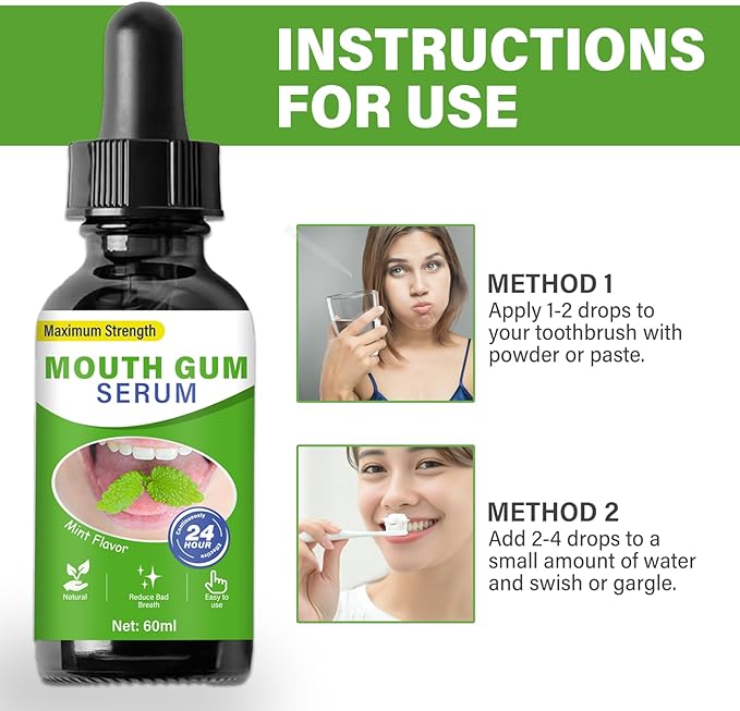 Gum Restore Drops - Advanced Repair for Receding Gums and Bad Breath, Mint Flavor, 2 Fl Oz