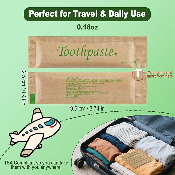 0.18oz Small Toothpaste Travel Size Bulk,Mini Toothpaste Travel for Hotel Camping Gym Office School Homeless50