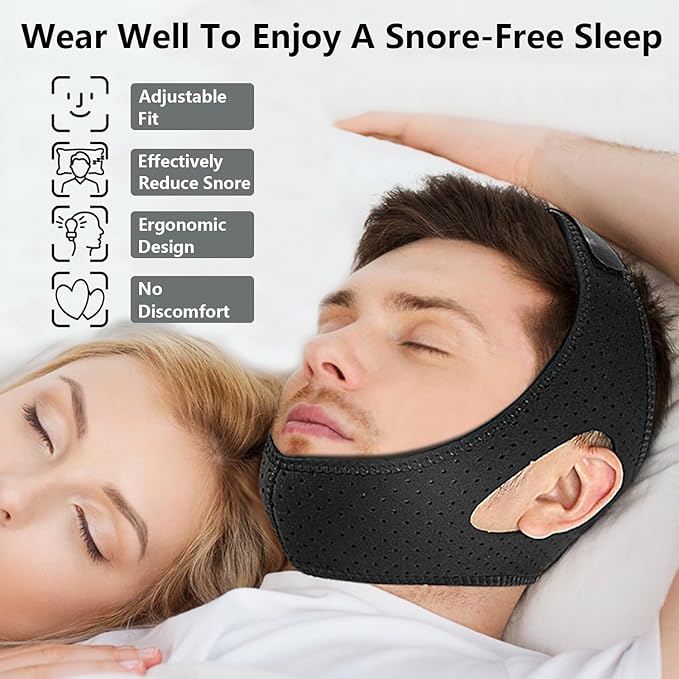 Anti Snoring Chin Strap,Adjustable Chin Strap for CPAP Users,Breathable Anti Snore Devices for Men and Women,Comfortable Sleep Chin Strap for Snoring,Effective Stop Snoring Solution