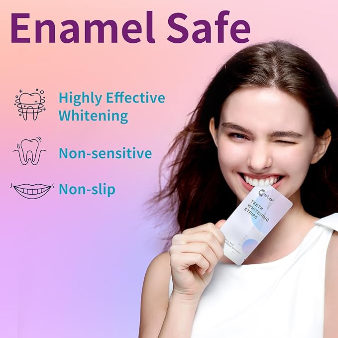 Coconut Whitening Strips,Enamel Safe Non-Slip Whitening Strips for Sensitive Teeth,18 Treatments Teeth Whitening Kit