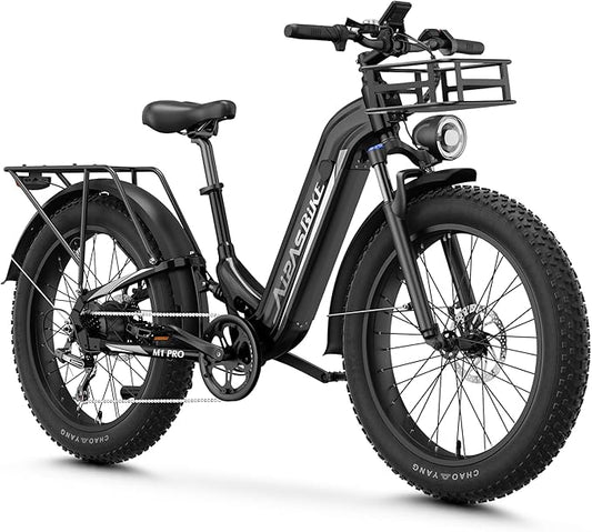 M1 Pro Electric Bike, 1800W Peak Motor Electric Bike for Adults, 48V 17.5Ah, 26'' x 4.0'' Fat Tire Electric Mountain Bike, Ebike with 85 Miles, 36MPH, 7 Speed 110Nm and Dual Suspension