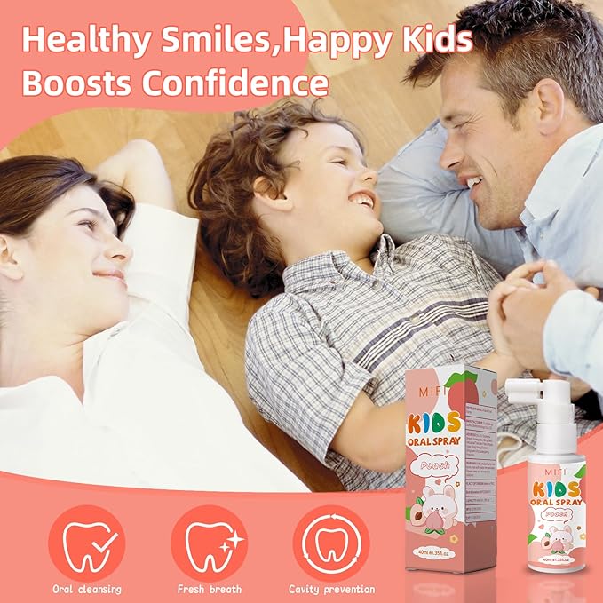 PEGO Kids Oral Spray - Fresh Breath for Children & Toddlers, Fruit-Flavored Oral Care Spray, Easy to Use, Perfect for Home & Travel for Baby's Daily Oral Care (1Pack, Peach)