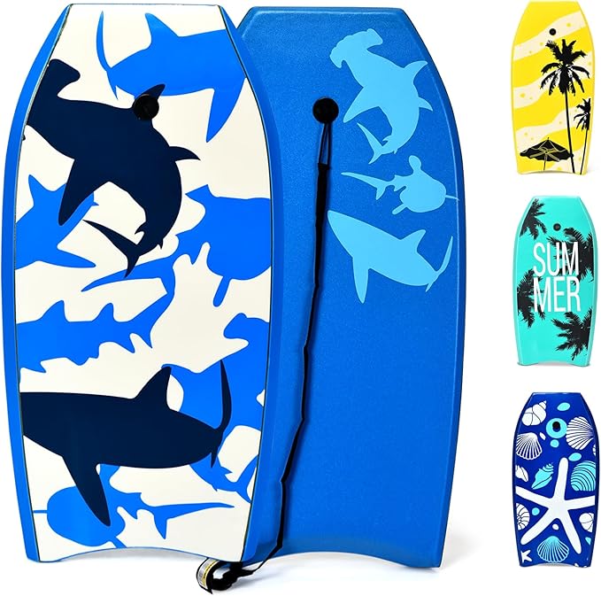 KOTEK 33/37/41 Inch Body Board with Wrist Leash, EPS Core, Dual Channel, HDPE Slick Bottom, Bodyboard for All Skill Levels & Wave Conditions