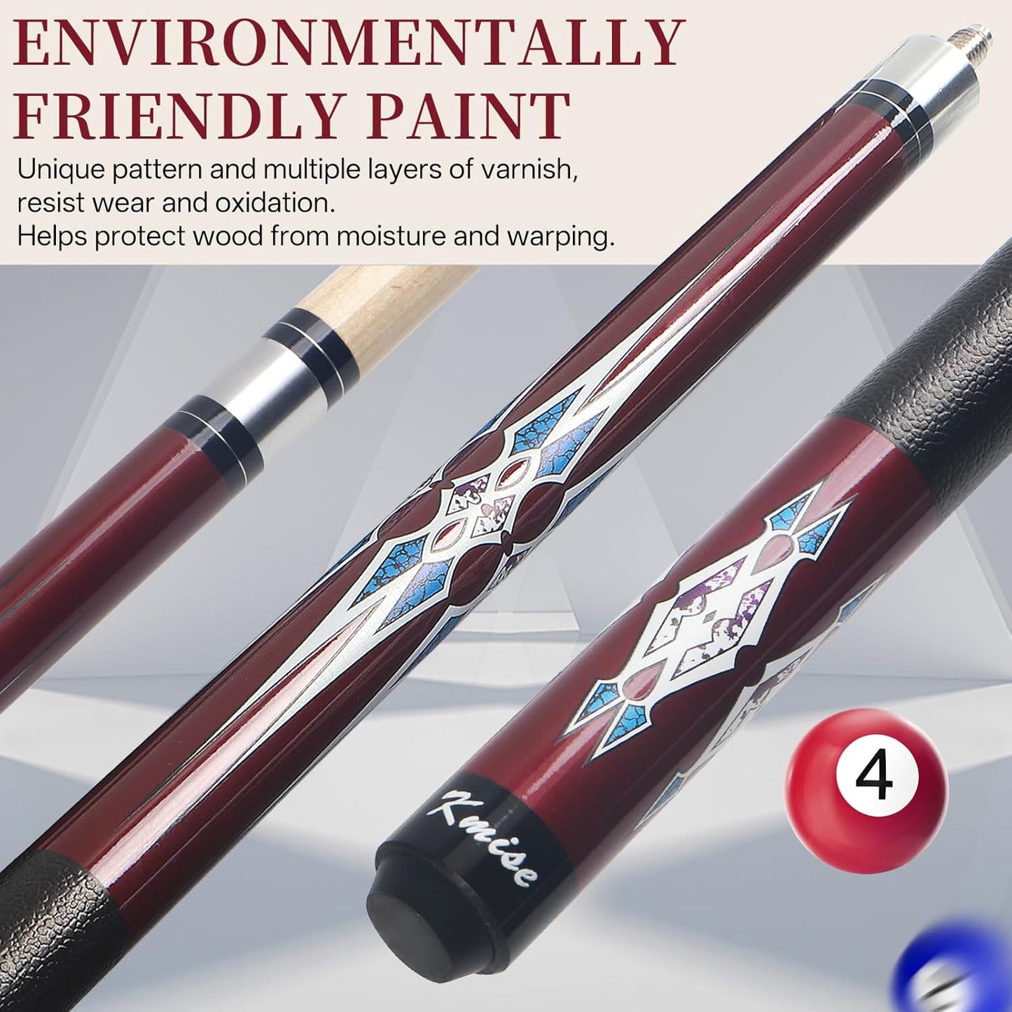 Kmise Pool Cue Stick Set - 58 Inch Pool Cues, 18~21Oz Canadian Maple Professional Billiard Cues Sticks, Pool Sticks for Adults, Multiple Colors, Pool Stick for Bar House Pool Tables Sports