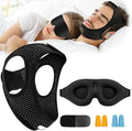 Anti Snoring Chin Strap for Sleeping, Adjustable Flexible Sleep Chin Strap to Keep Mouth Closed, Breathable Airflow Jaw Strap for Sleep Men Couple Stop Snoring Jaw Strap Set with 3D Eye Mask