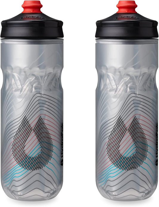 HydraPak Polar Surge Insulated Bike Water Bottle 2-Pack (20oz or 24oz) - High Flow, Fits Most Bike Cages, For Cycling & Sports