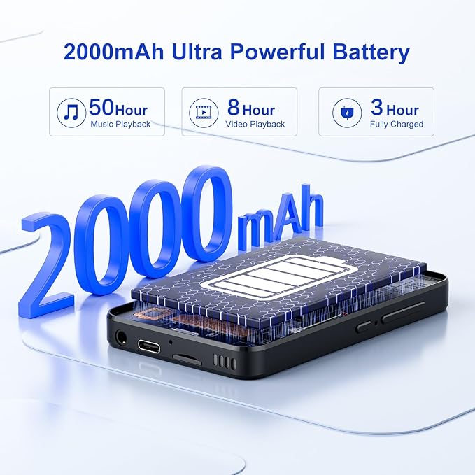 96GB MP3 Player with Bluetooth and WiFi, 4.02" Touchscreen Android Mp4 Mp3 Player with Spotify, Audible, Amazon Music, Deezer, Portable Music Player with Built-in Speaker, FM Radio, E-Book