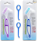 Denture Brush Dual Head Toothbrushes False Teeth Brush Denture Cleaning Kit Toothbrush (Purple Blue)