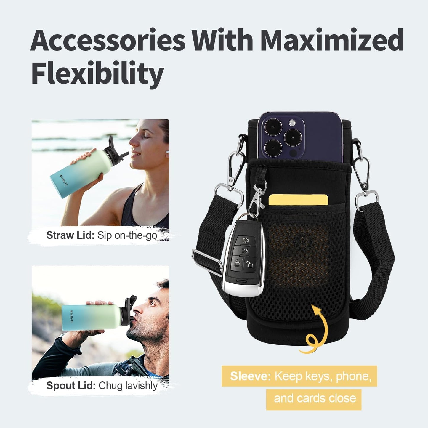 32 oz Insulated Water Bottle with Straw (Cold for 48 Hrs), Stainless Steel Triple Wall Vacuum Sports Water Jug, Leakproof Hydro Cup Flask with Paracord Handle & Straw Spout Lids & DIY Stickers