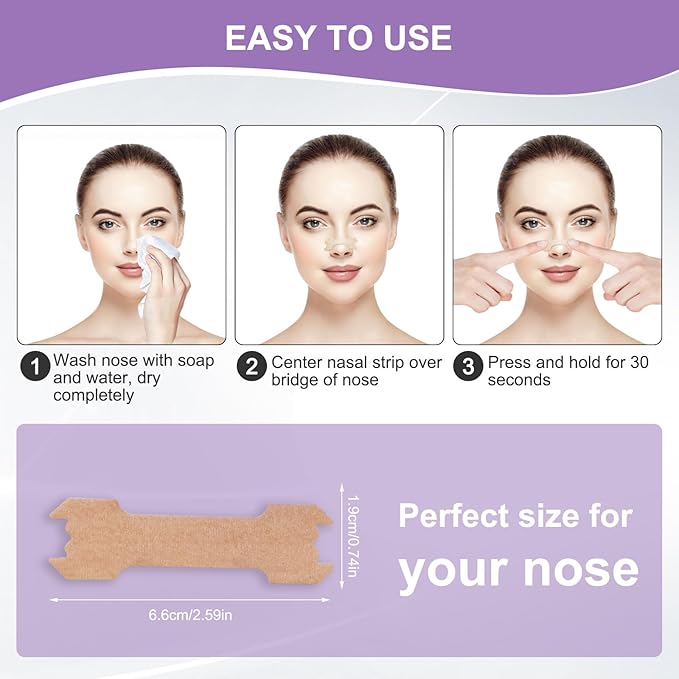 MQ 50ct Nasal Strips for Snoring Lavender Scent Nose Strips for Breathing Extra Strength Snore Strips to Open Nasal Passages, Relieve Nasal Congestion