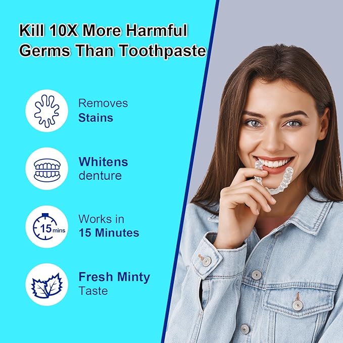 MySmile Retainer Cleaner with 120 Denture Cleaning Tablets, Quickly Remove Odors, Discoloration Stains & Plaque from Aligner, Mouth Guard, Night Guard and More Dental Appliances (Orange Flavor)