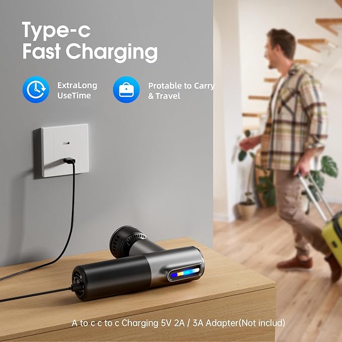 AERLANG Massage Gun Deep Tissue Massager with Heat and Cold Percussion Massage Gun Electric Mini Hand held Massager 5 Speed & 5 Massage Heads Messager Gun