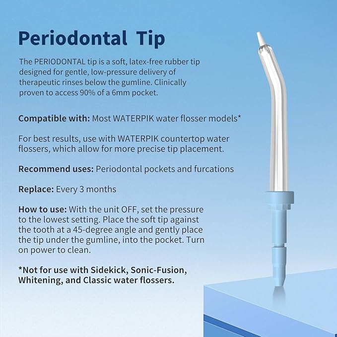Replacement Heads for Waterpik, Replacement Picks for Water Pik Water Flosser (6 Periodontal Tips + Storage Case)