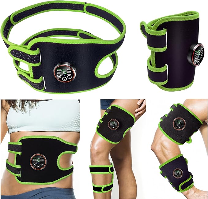 ABS Stimulator Muscle Toner Flex Fitness Belt for Arm Foot and Waist FDA Cleared AB Machine Abdominal Toning Ems (Green, One Size)