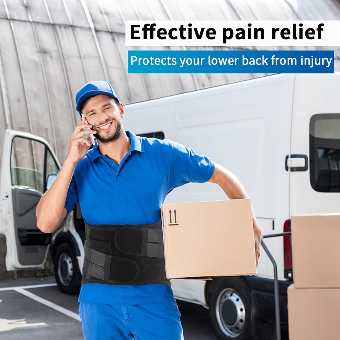 Lower Back Brace for Back Pain Relief, Breathable Lower Back Support for Women & Men, Adjustable Lumbar Support Belt with 7 Stays for Herniated Disc, Sciatica (Large, Black)