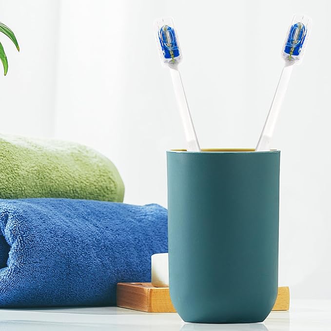 4 Pcs Orthodontic Toothbrush for Braces U-Shaped Soft Bristle with 4 Toothbrush Head Cover（Blue+White (4 Pack)