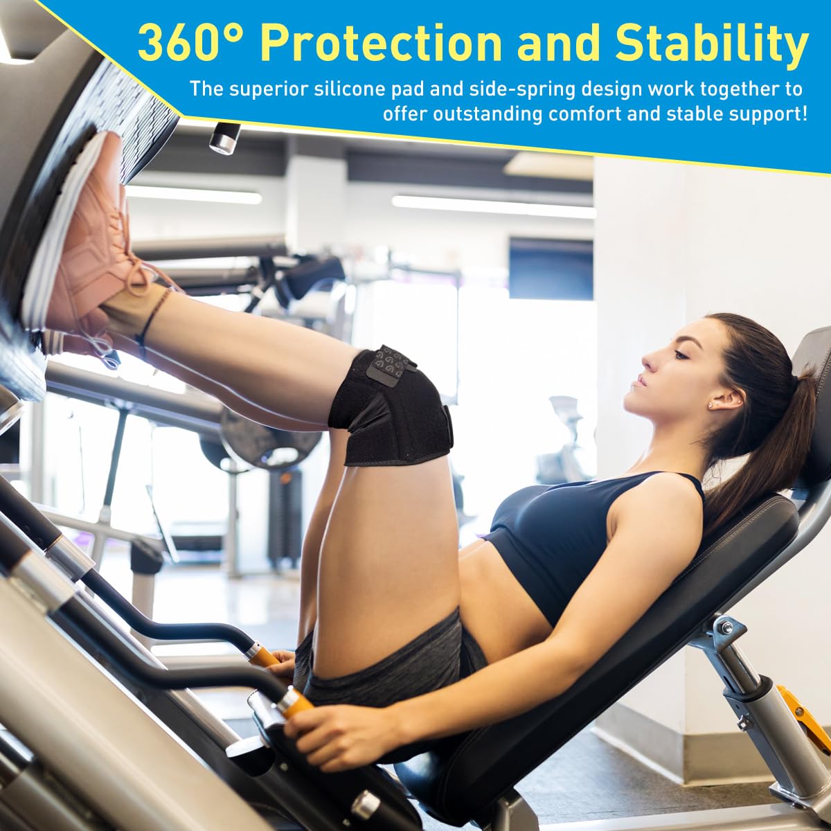 HUEGLO Knee Brace for Men Women, Knee Pain Relief Patellar Tendon Support Strap, Adjustable Patella Stabilizer, Meniscus Tear,Small/Medium